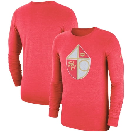 - San Francisco 49ers Nike Fan Gear Crackle Historic Tri-Blend Long Sleeve T-Shirt - Scarlet