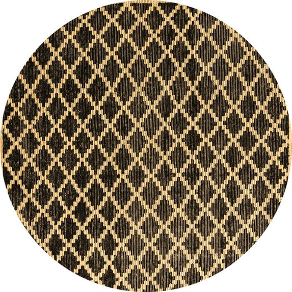 Ahgly Company Indoor Round Abstract Brown Modern Area Rugs, 5' Round