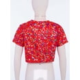 thumbnail image 4 of Riismen T-shirt d'Été Décontracté à Col Rond pour Filles Imprimé Métallique Manches Courtes Crop Top pour Plage Vacances Rouge 100, 4 of 7