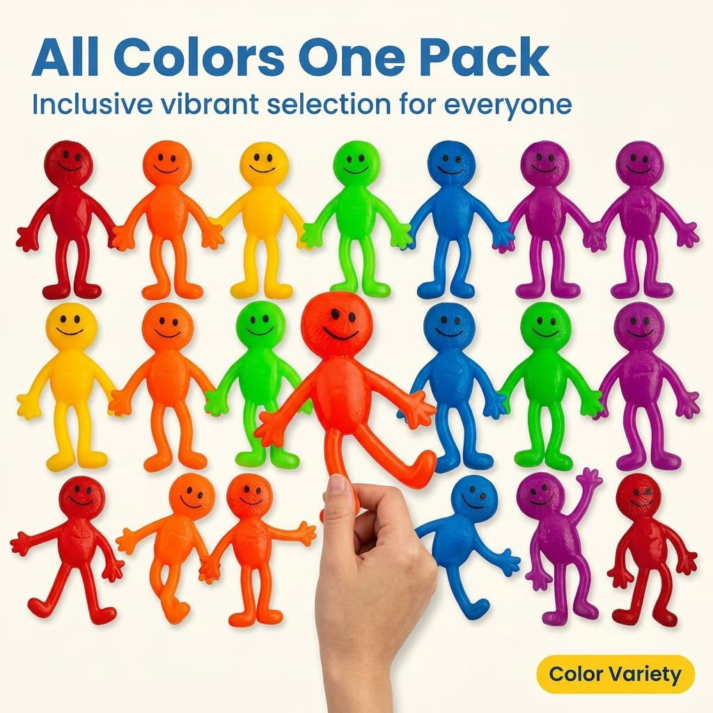36 Pcs Bendable Stretchy Fidget Toys, Assorted Fun Colors Sticky Sensory Toys, Slimy Gooey Texture, Stress & Anxiety Relief Party Favors, Stocking Stuffer Gifts for Adults