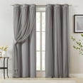 thumbnail image 3 of Pinewave Blackout Curtains with Sheer Overlay Mix and Match Double Layer Window Drapes,Grommet Top,37"Wx95"L,Grey,2 Panels, 3 of 7