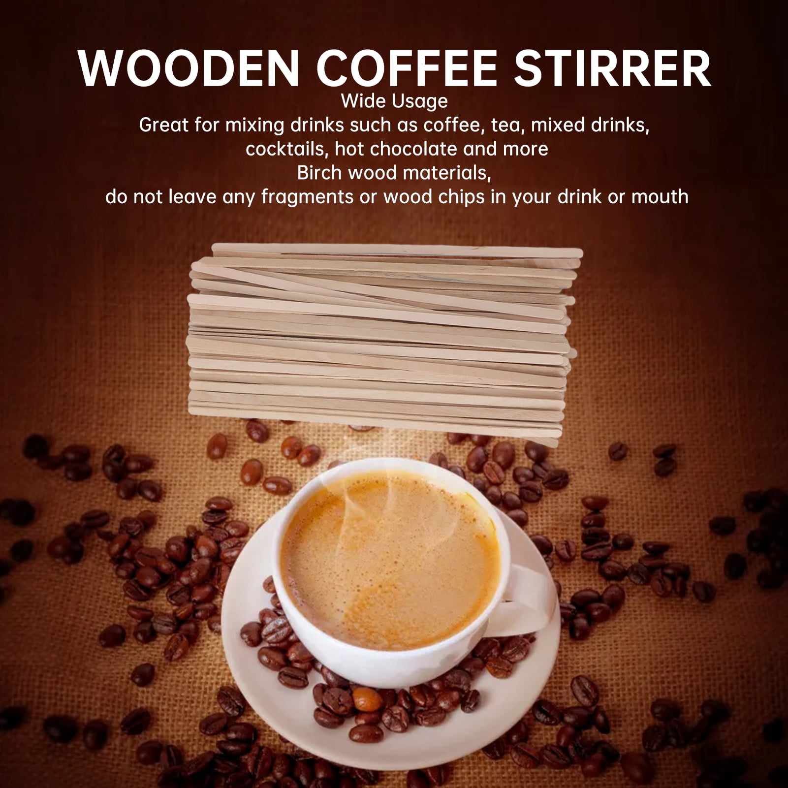1000 Agitateurs à Café En Bois Naturel - 11 Cm - Pour Café, Thé, Cocktails, Artisanat - Jetables