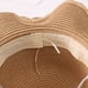 thumbnail image 2 of Sombrero de paja con lazo para mujer, circunferencia de 56-58 cm, borde ondulado, cinta, ala grande, sombrero para el sol, sombrero de verano, protector solar, sombrilla de playa, 2 of 5