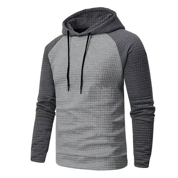 Sudadera con capucha para hombre, informal, deportiva, con cuello alto, botones, patchwork, manga larga, sudadera tipo jersey, blusa para hombre