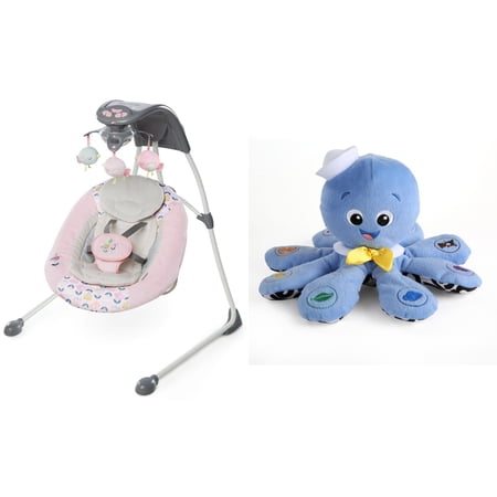 Ingenuity InLighten Cradling Swing, Ansley with BONUS Octoplush Toy