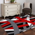 thumbnail image 3 of Red Black Geometric Area Rugs 4'x6', Washable Small Throw Rugs for Office Bathroom, Modern Art Abstract Grey Line Indoor Outdoor Rug Non-Slip Low Pile Carpet Runner Reversible Floor Mats, 3 of 8