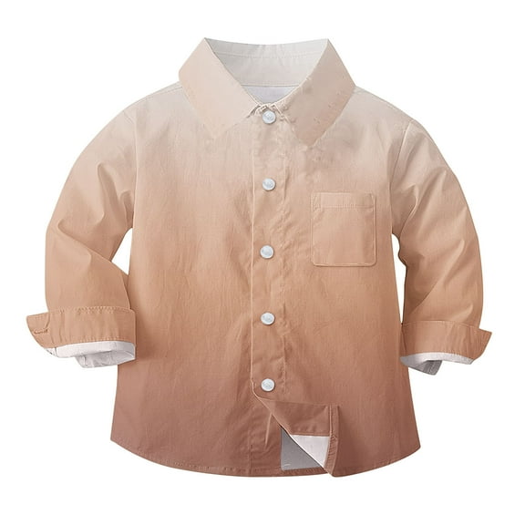 Pocket Shirt Long Sleeve Boys Girls School Uniform Top Gradient Print Button Up Casual Cotton Blend Tops Ages 6M-8Y