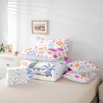 thumbnail image 6 of Homewish Cute Cartoon Daisy 7pcs Bedding Comforter Set,Kawaii Flower Floral Queen Bedding Sets,White Pink Orange Queen Sheet Sets For Girls,Luxury Bedroom Decor Reversible, 6 of 8