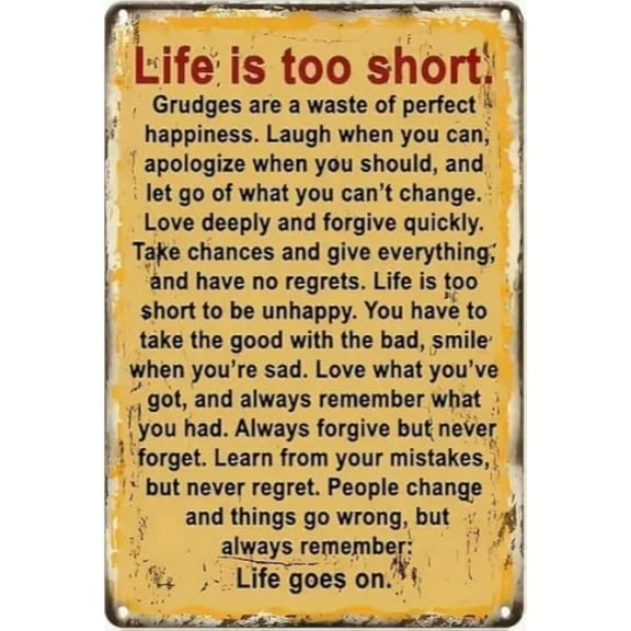 Retro Decor Tin Signs,"Inspirational Life - Philosophy Sign",for garage,bar,restaurant,living room,bedroom,kitchen,cafe,bar,8×12inch