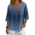 thumbnail image 4 of 3/4 Sleeve Boho Linen Tops for Women, Spring Floral Printed Blouses for women Dressy Casual, Basic Womens Cotton Linen Top, 4 of 5