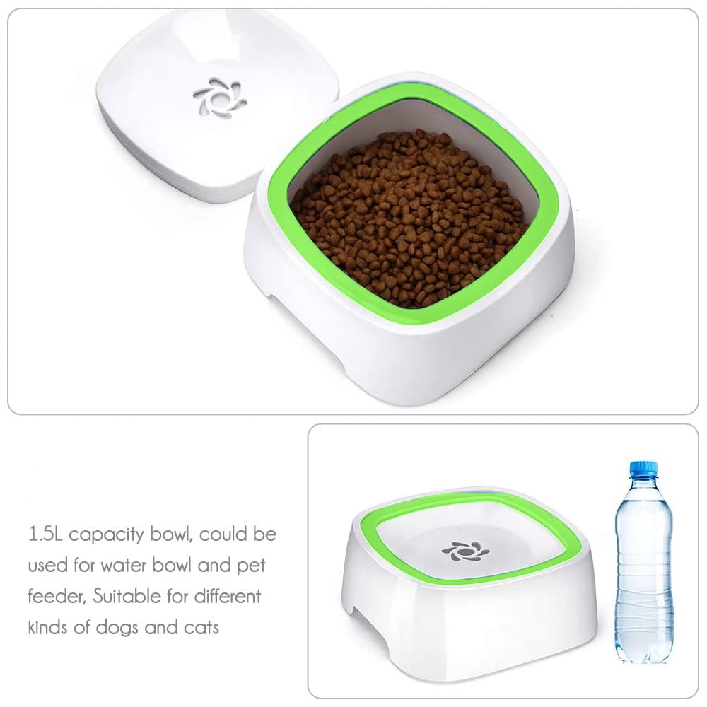 Dog Water Bowl No Spill Dog Bowl Extra Large Capacity Slow Drinking Water Feeder - green