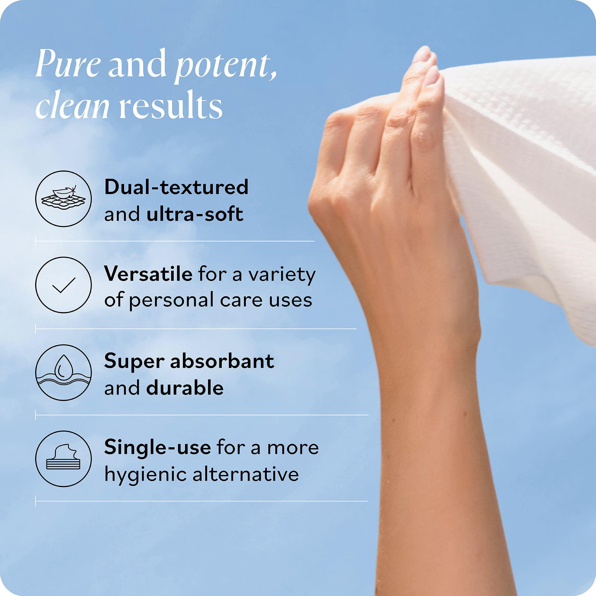 Sky Organics Simply Clean XL Single-Use Face Towels, 30 Count