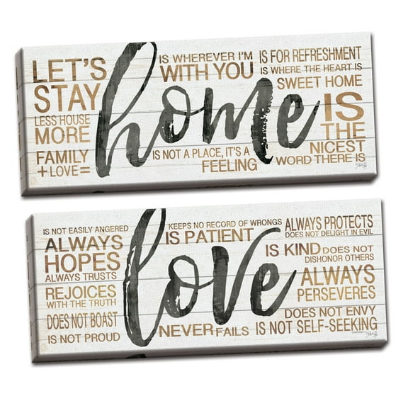 Gango Home Decor Contemporary Home & Love by Marla Rae (Ready to Hang); Two 20x8in Hand-Stretched Canvases