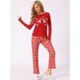 thumbnail image 2 of INSPIRE CHIC Christmas Family Pajama Set Matching Deer Print Long Sleeve Cute Print Tops with Pants ["Women"] L Red, 2 of 6