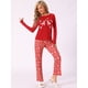 thumbnail image 2 of Conjunto de pijamas navideños para toda la familia INSPIRAR CHIC, con estampado de ciervo, mangas largas, parte superior con estampado lindo y pantalones ["Mujeres"] L Rojo, 2 of 6