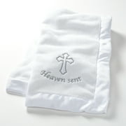 Lambs & Ivy Heaven Sent Baptism/Christening Soft White Fleece Baby Blanket