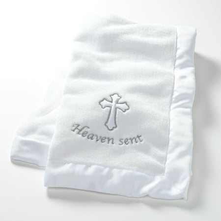 Lambs & Ivy Heaven Sent Baptism/Christening Soft White Fleece Baby Blanket
