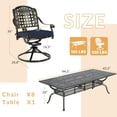 thumbnail image 7 of 9-Piece Patio Dining Set for 8, All Weather Cast Aluminum Outdoor Funiture Table and Chairs Set - 94.5" Rectangular Table and 8 Cushioned Swivel Rocker Chairs, Umbrella Hole, Navy Blue, 7 of 7