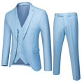 thumbnail image 2 of Traje de hombre de 3 piezas casual de negocios con solapa con muesca, ajuste regular, traje de boda, chaqueta, chaleco, pantalones, XXL, 2 of 4