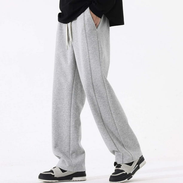Pantalones largos para hombre, casuales, de moda, para vacaciones, deportivos, lisos, informales, con cintura elástica y bolsillos.