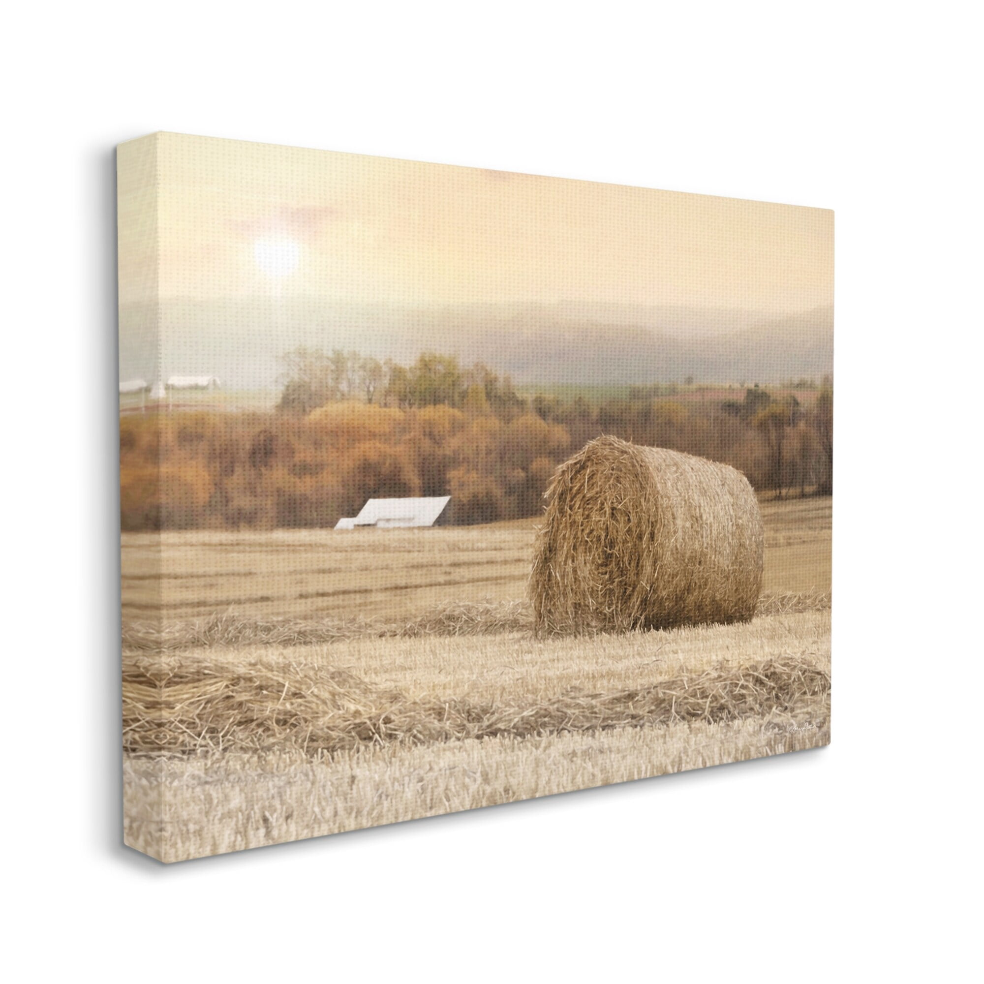 Stupell Industries Rural Haystack Farmland Field Shining Morning Sun Photograph Gallery Wrapped Canvas Print Wall Art, Design by Lori Deiter