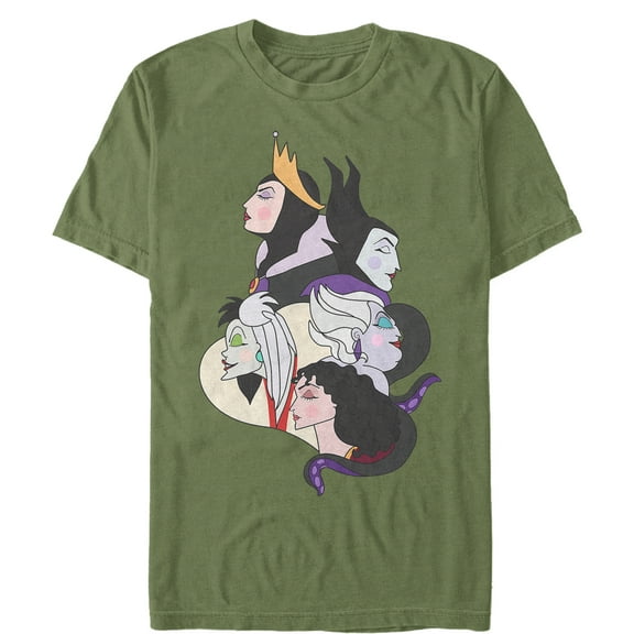 Men's Disney Princesses Wicked Witch Profiles Graphic Tee Military Green Large