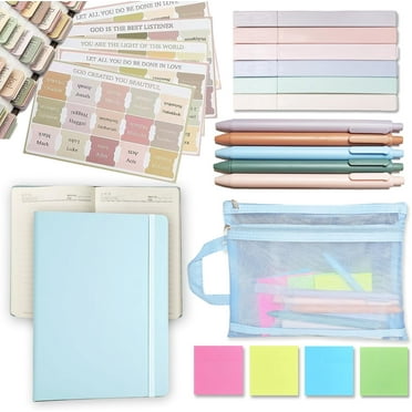Bible Study Supplies,Bible Journaling Kit with Bible Journal,Highlighters,Pens,75 Bible Tabs,200 Sticky Notes,Christian Gifts for Women Men