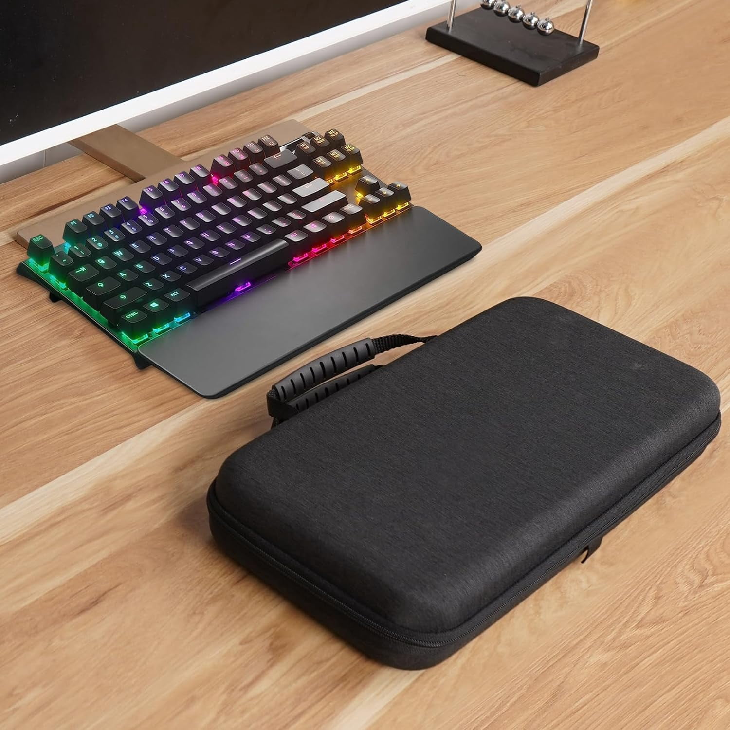 Hard Travel Case Compatible with TKL Tenkeyless Wireless/Wired Keyboard, Computer 87 Keys Keyboard Carrying Case Protective Storage Box Bag