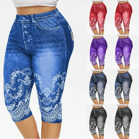 Utoimkio Yoga Capri Pants for Women Casual Summer Stretch High Waisted Workout Leggings Cropped Yoga Pants for Women with Pockets