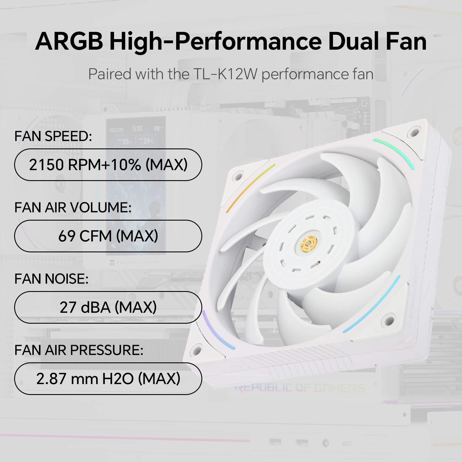 Thermalright Peerless Assassin 120 Vision MAX ARGB CPU Cooler, 5 Inch LCD, TL-K12 2150RPM 120mm Fans, for Intel 1851/1700, AMD AM4/AM5