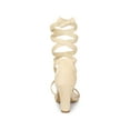 thumbnail image 2 of BLISSFUL STEP Crisscross Lace Up Mid Block Heels Sandals for Women Beige 5.5, 2 of 7