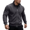thumbnail image 3 of Vetsdori Mens Jacket T-Shirts Long Sleeve Fashion Zipper Outdoor Winter Stand-up collar Plain Tops for Men Casual, 3 of 9