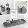 thumbnail image 4 of 6-Piece Grey Bathroom Set - Mesh Textured Resin Bathroom Accessories Set with Soap Dispenser, Toothbrush Holder, Cup, Vanity Tray & Apothecary Jars for Small Spaces, 4 of 16