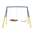 thumbnail image 7 of Leumius 2 in 1 Swing Set for Kids,Outdoor Heavy Duty Metal Swing Stand,Contain 1 Saucer 32" and 1 Belt Seat 26.2" for Playground, Backyard,Blue, 7 of 7
