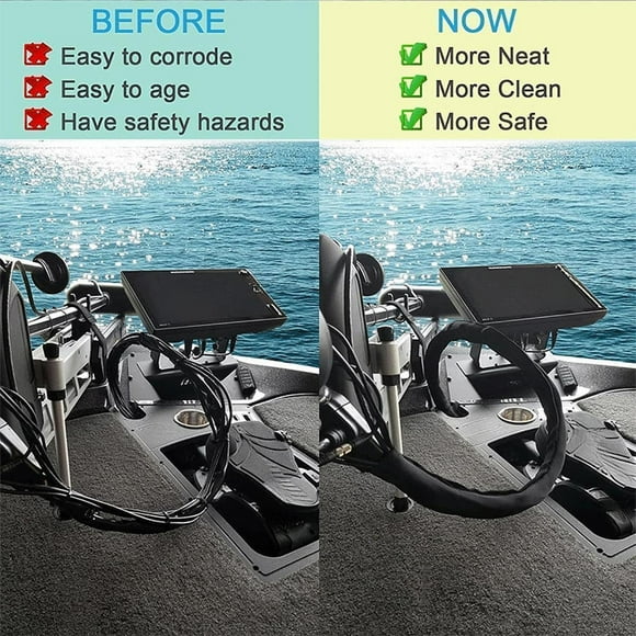 Runquan Trolling Motor Cable Sleeve for Trolling Motor Wire Portable Cable Organizer