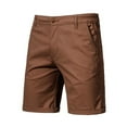 thumbnail image 2 of USNSM Men's Stretch Chino Short Slim Fit 10" Inseam Flat Front Shorts Summer Cotton Elastic Waist Casual Shorts with Pocket Brown 36, 2 of 4