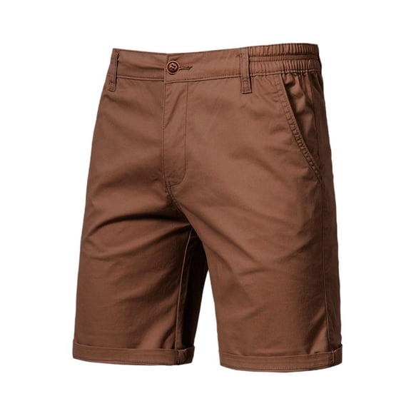 Mceream Men's Stretch Shorts with Pockets Summer Cotton Casual Shorts Classic Fit Elastic Waistband Twill Chino Golf Dress Short Brown 32