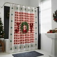 thumbnail image 3 of Christmas Shower Curtain Joy Wreath Pine Trees Bathroom Curtains with Hooks, Waterproof Fabric Red Buffalo Plaid Bath Shower Curtains Set for Bathroom Bathtubs Xmas Decor 72x72 Inch, 3 of 9