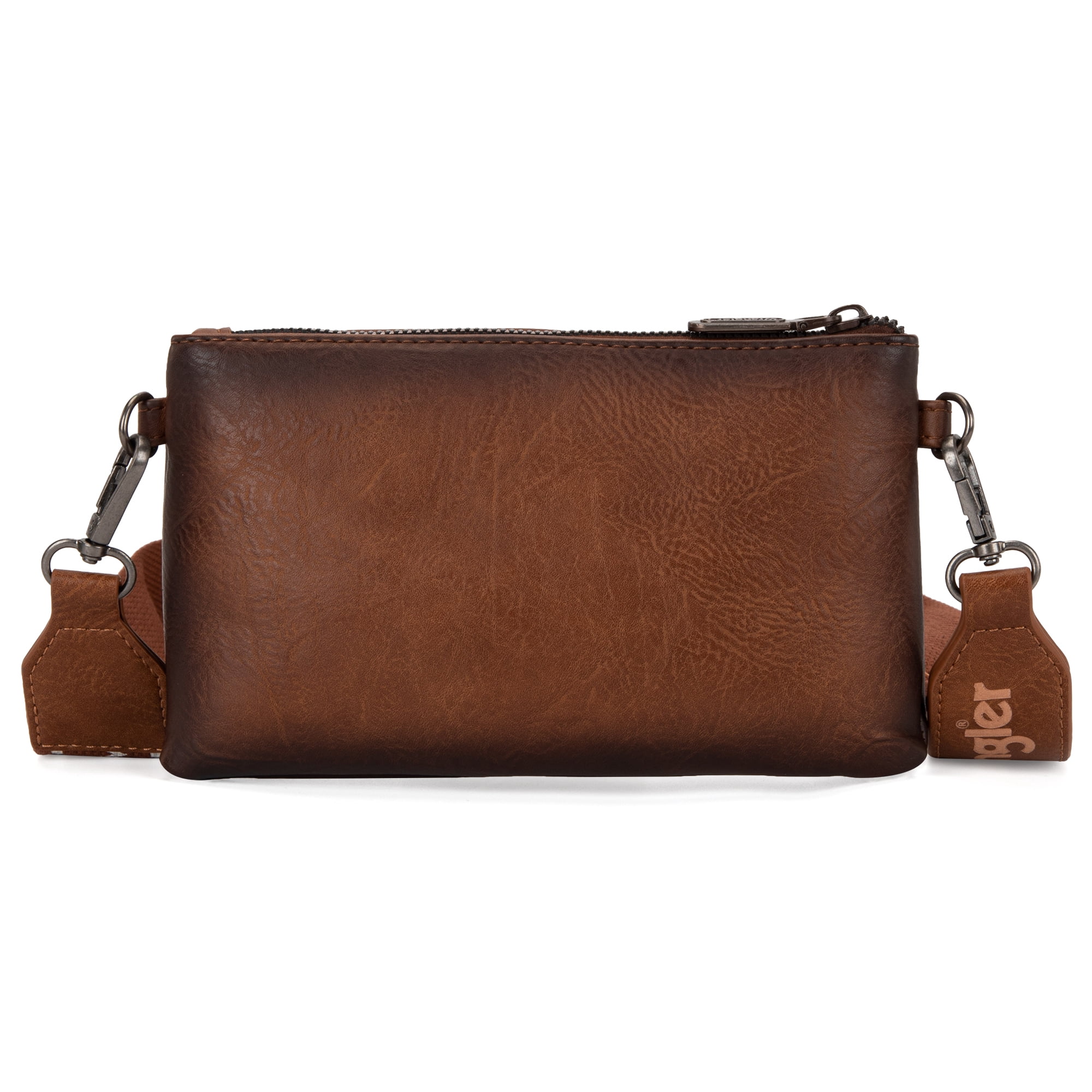 Wrangler Crossbody Bags for Women Shoulder Wallet Small Purse with Adjustable Guitar Straps, Brown
