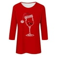 thumbnail image 4 of LbsKUS Clearance Sale,Red Wine Glass Christmas Womens Tops Funny Santa Hat Graphic Shirt Casual 3/4 Length Sleeve Pullover Top Merry Christmas Holiday Tee Tunic Shirt(Red,XXL), 4 of 4