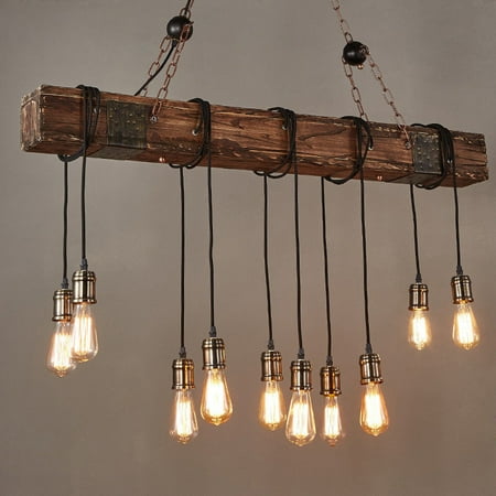 46 110v Vintage Farmhouse Wood Beam Island Hanging Pendant Light Chandelier Bar Hotel Dining Room Decor Not Included The Bulbs