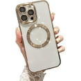 thumbnail image 6 of Compatible with iPhone 14 Pro Max Magnetic Clear Case,Luxury Plating Bling Transparent Shockproof MagSafe Case with Full Camera Lens Protector for iPhone 14 Pro Max Women Girl Men-Golden, 6 of 13
