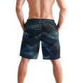 thumbnail image 3 of Dailycode Men's Quick Dry Swim Trunks Beach Shorts Casual Summer Board Shorts with Pockets, Navy Blue and Gold Marble, 3 of 8