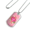 thumbnail image 2 of I Love You Flower Heart Wreath Military Dog Tag Pendant Necklace with Chain, 2 of 5