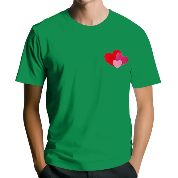 LWavelet Layered Heart Graphic Men's T-Shirt Perfect for Casual Hangouts and Everyday Wear Green 2XL