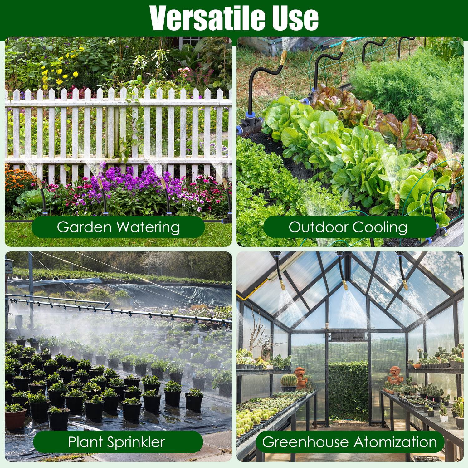 Moclever 360° Bendable Automatic Drip Irrigation System with 49ft 5/8” Tubing Hose 5/16” Faucet Connector for Greenhouse Yard Lawn
