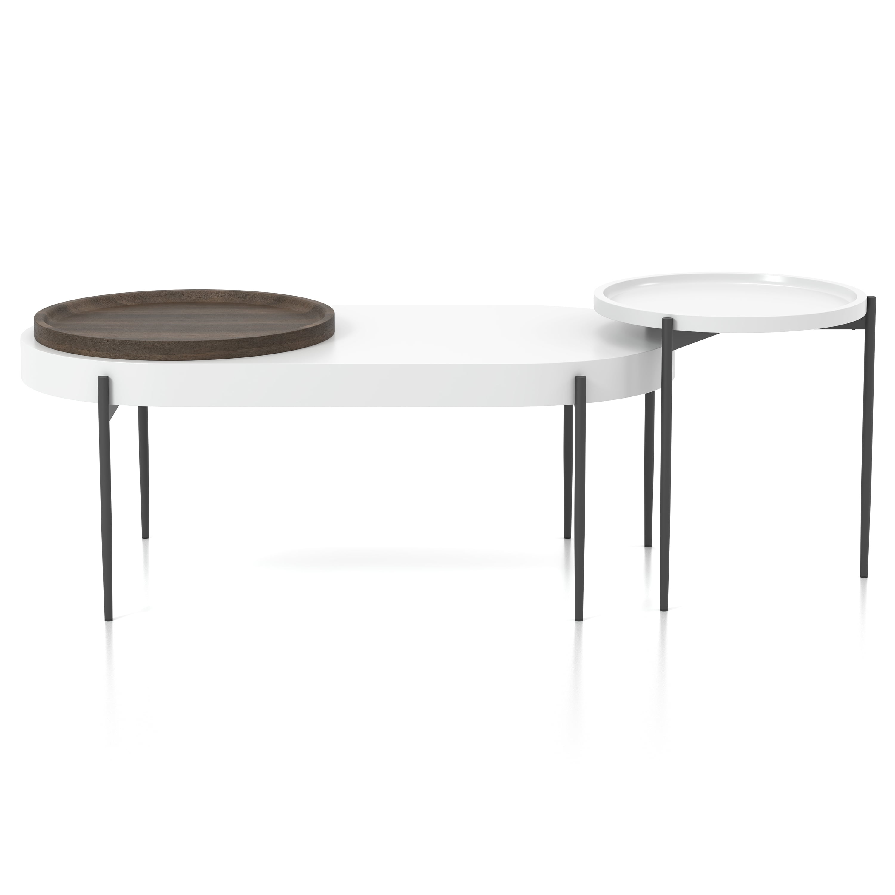 Furniture of America Asher Metal 2Piece Coffee Table Set, White