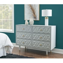 Linon Ginzel Mid-Century Modern 6-Drawer Dresser, Gray