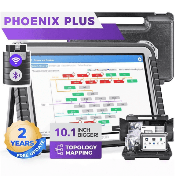 TOPDON Phoenix Plus Automotive Diagnostic Tool, Bidirectional Scan Tool, Code Reader With Topology Map, OE Full System, 41 Service