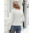 thumbnail image 7 of Zeagoo Women's Long Sleeve Henley T-Shirt Button Ribbed Knit Slim Fit Casual Basic Top Spring Fall Clothes, 7 of 7